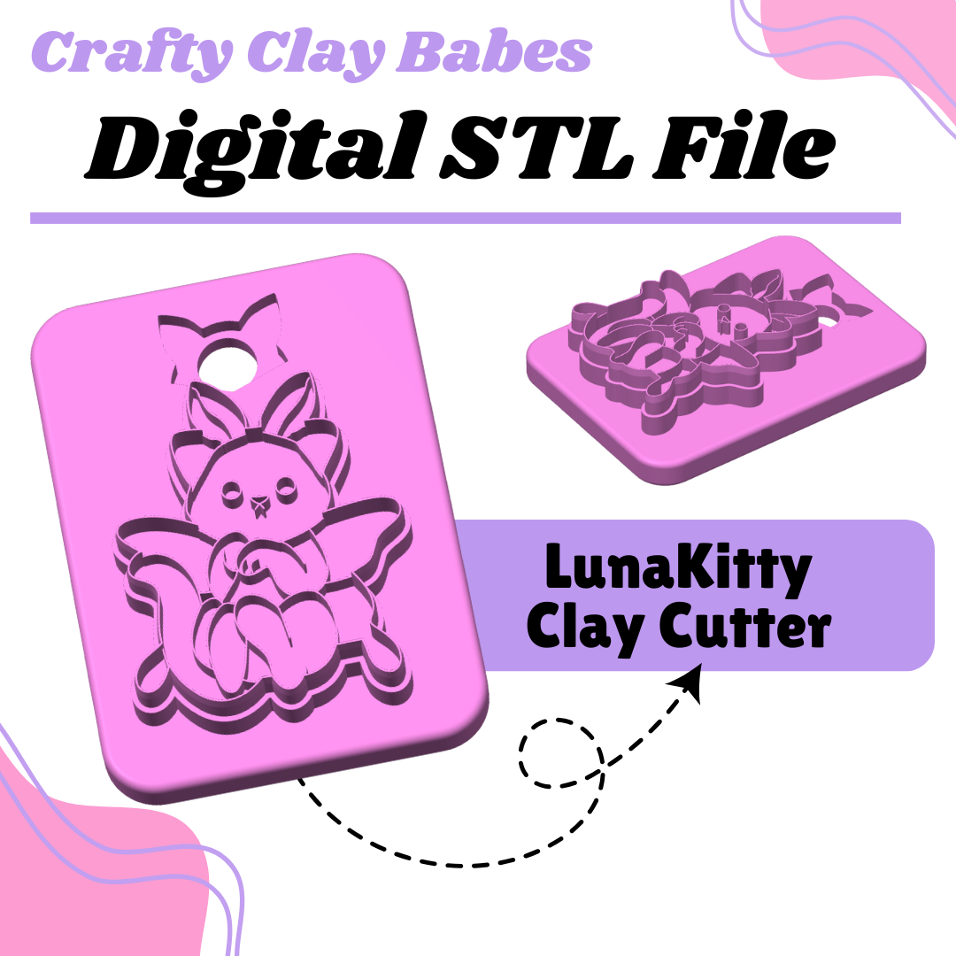 LunaKitty Clay Cutter - STL AND 3MF Digital File Download **Commercial License Included**