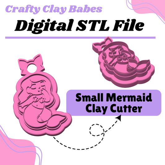 Small Mermaid Clay Cutter - STL AND 3MF Digital File Download **Commercial License Included**