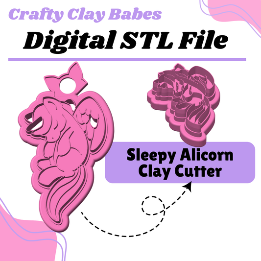 Sleepy Alicorn Clay Cutter - STL AND 3MF Digital File Download **Commercial License Included**