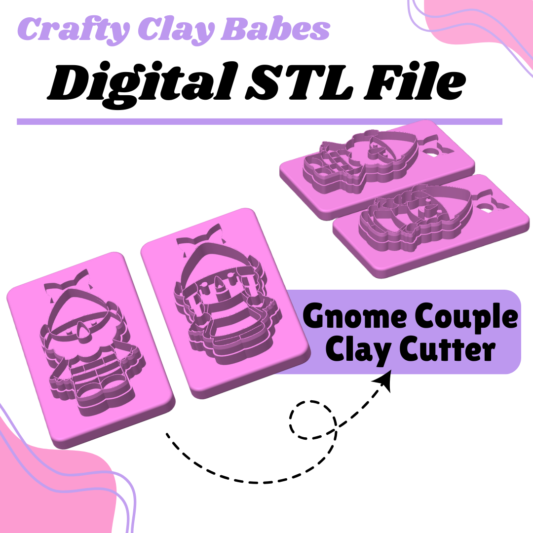 Gnome Couple Clay Cutter - STL AND 3MF Digital File Download **Commercial License Included**