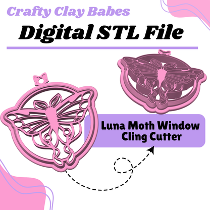 Luna Moth Window Cling Cutter Clay Cutter - STL AND 3MF Digital File Download **Commercial License Included**