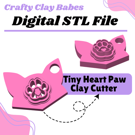Tiny Heart Paw Clay Cutter - STL AND 3MF Digital File Download **Commercial License Included**