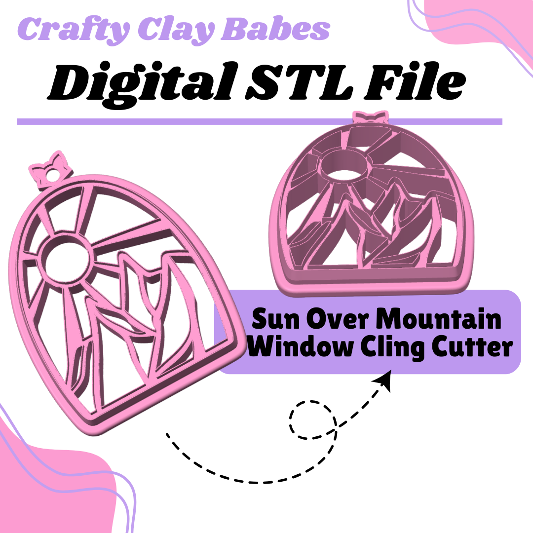 Sun and Moon Over Mountains Window Cling Cutter Clay Cutter - STL AND 3MF Digital File Download **Commercial License Included**