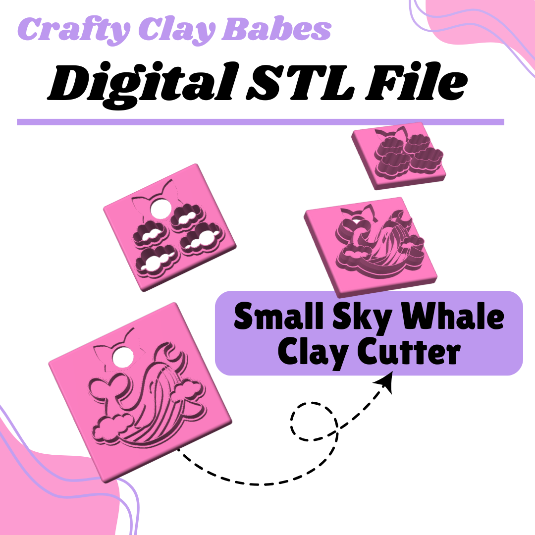 Small Sky Whale Clay Cutter - STL AND 3MF Digital File Download **Commercial License Included**
