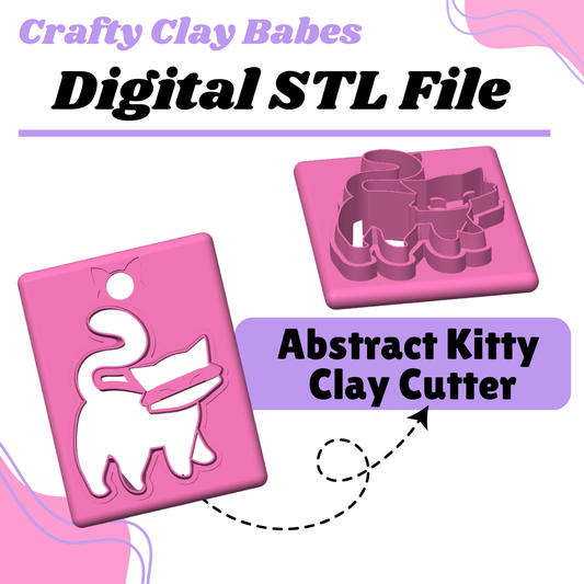 Abstract Kitty Clay Cutter - STL AND 3MF Digital File Download **Commercial License Included**