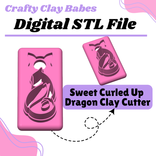 Sweet Curled Up Dragon Clay Cutter - STL AND 3MF Digital File Download **Commercial License Included**