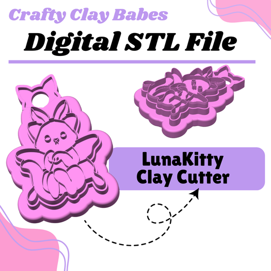 LunaKitty Clay Cutter - STL AND 3MF Digital File Download **Commercial License Included**