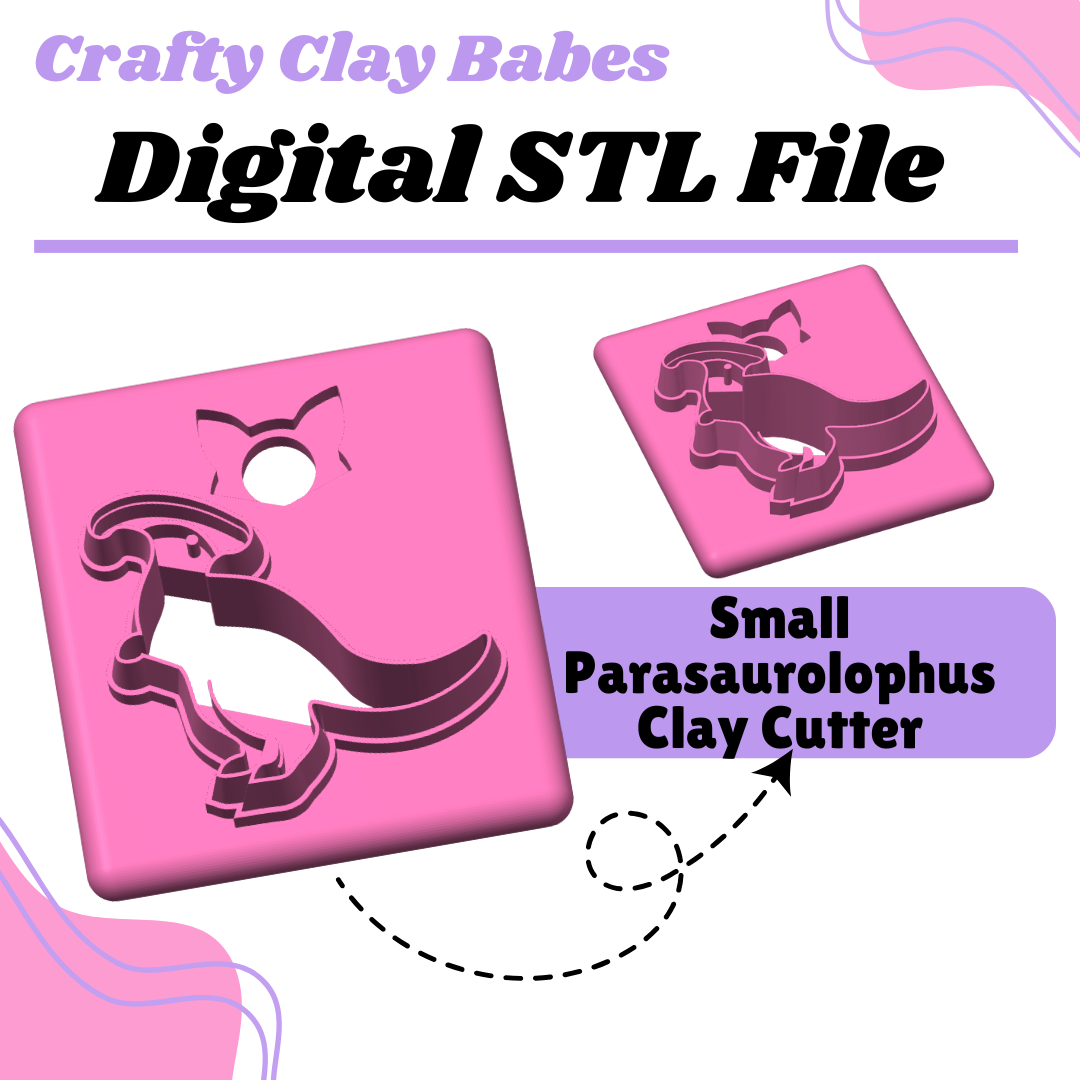 Small Parasaurolophus Clay Cutter - STL AND 3MF Digital File Download **Commercial License Included**