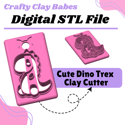 Cute Dino Trex Clay Cutter - STL AND 3MF Digital File Download **Commercial License Included**