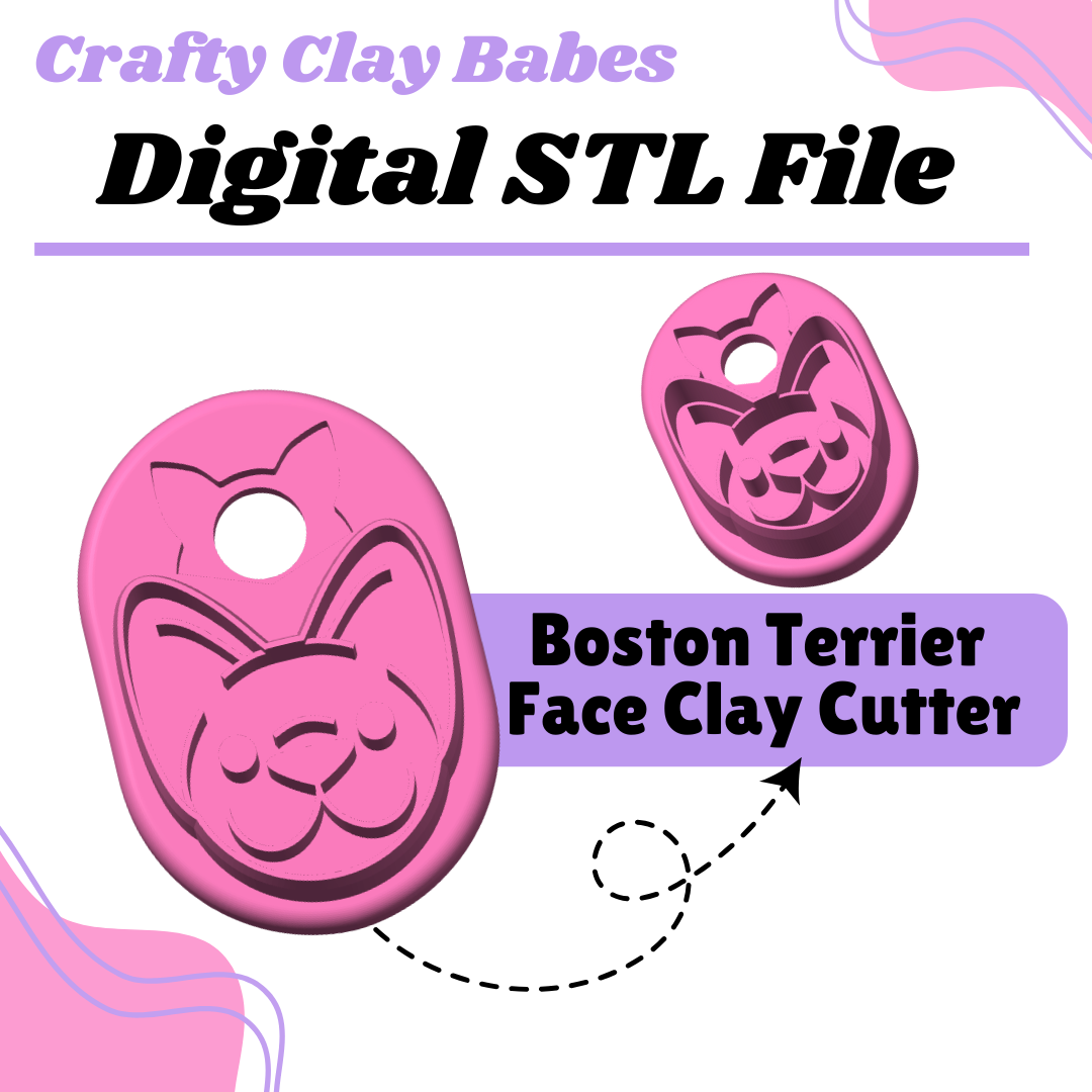 Boston Terrier Face Clay Cutter - STL AND 3MF Digital File Download **Commercial License Included**