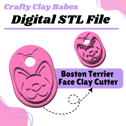 Boston Terrier Face Clay Cutter - STL AND 3MF Digital File Download **Commercial License Included**