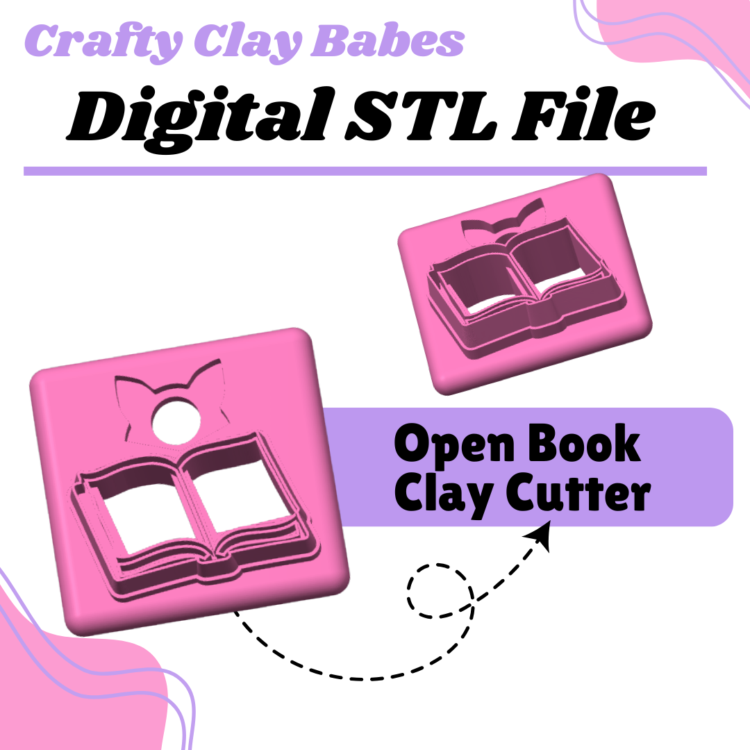 Open Book Clay Cutter - STL AND 3MF Digital File Download **Commercial License Included**