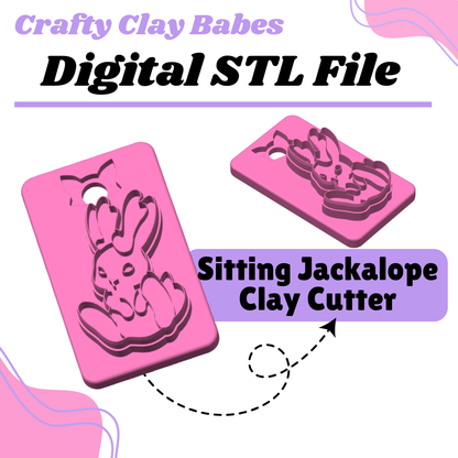 Sitting Jackalope Clay Cutter - STL AND 3MF Digital File Download **Commercial License Included**