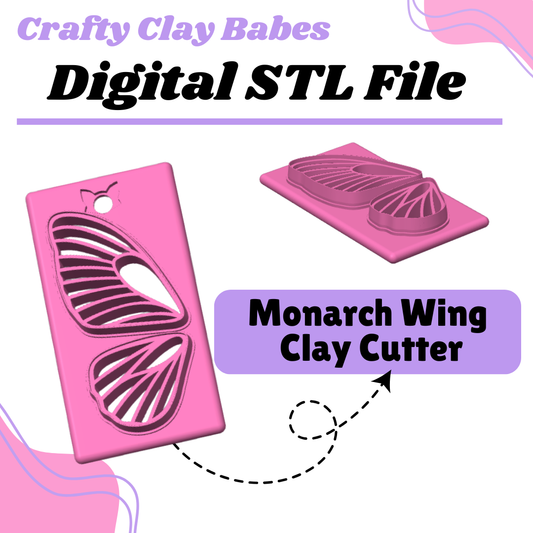 Monarch Wings Clay Cutter - STL AND 3MF Digital File Download **Commercial License Included**