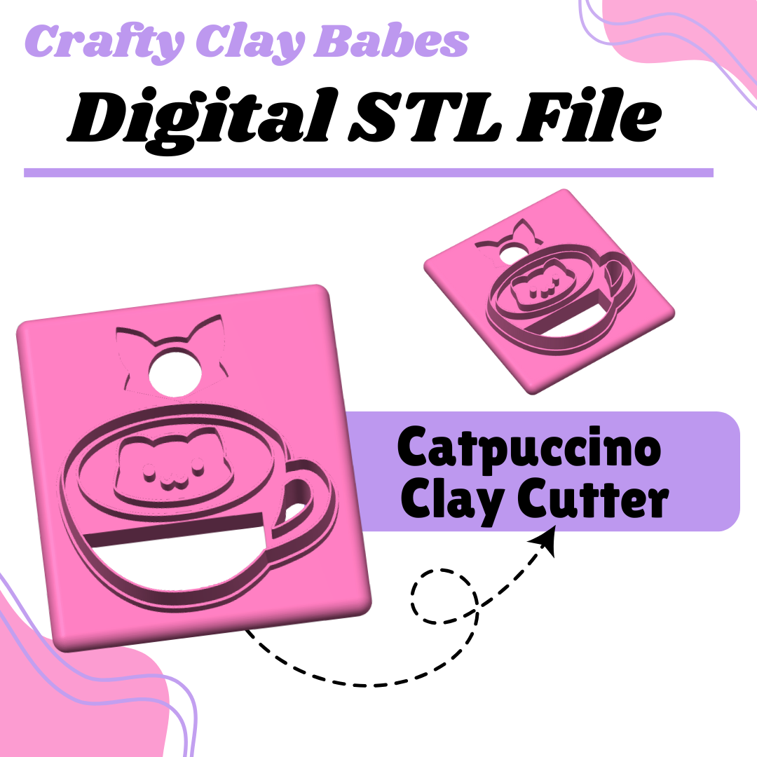 Catpuccino Clay Cutter - STL AND 3MF Digital File Download **Commercial License Included**