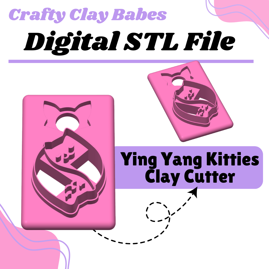 Ying Yang Kitties Clay Cutter - STL AND 3MF Digital File Download **Commercial License Included**