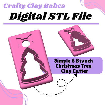 Simple 6 Branch Christmas Tree Clay Cutter - STL AND 3MF Digital File Download **Commercial License Included**