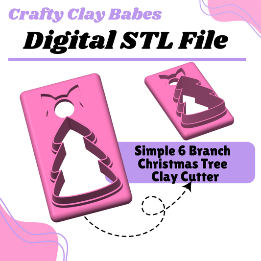Simple 6 Branch Christmas Tree Clay Cutter - STL AND 3MF Digital File Download **Commercial License Included**
