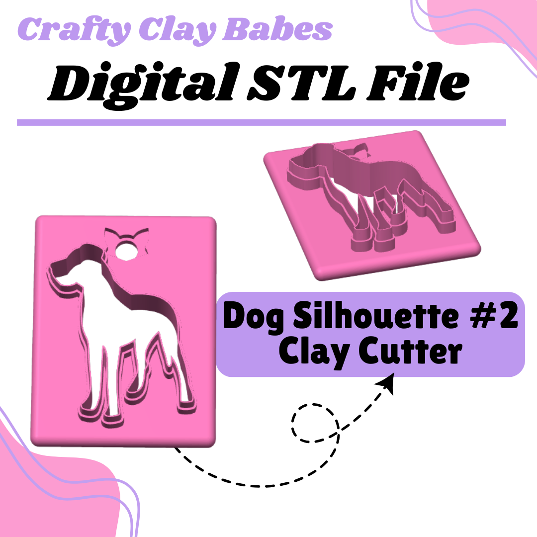 Dog Silhouette #2 Clay Cutter - STL AND 3MF Digital File Download **Commercial License Included**