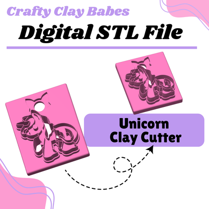 Unicorn Clay Cutter - STL AND 3MF Digital File Download **Commercial License Included**