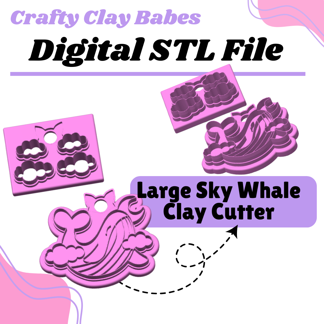 Large Sky Whale Clay Cutter - STL AND 3MF Digital File Download **Commercial License Included**