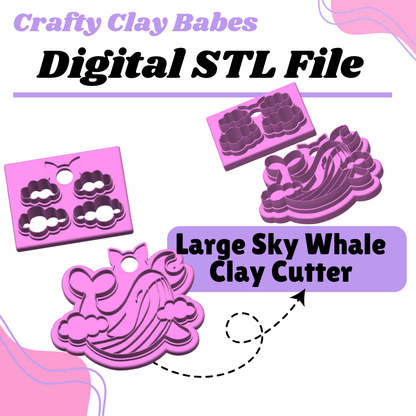 Large Sky Whale Clay Cutter - STL AND 3MF Digital File Download **Commercial License Included**
