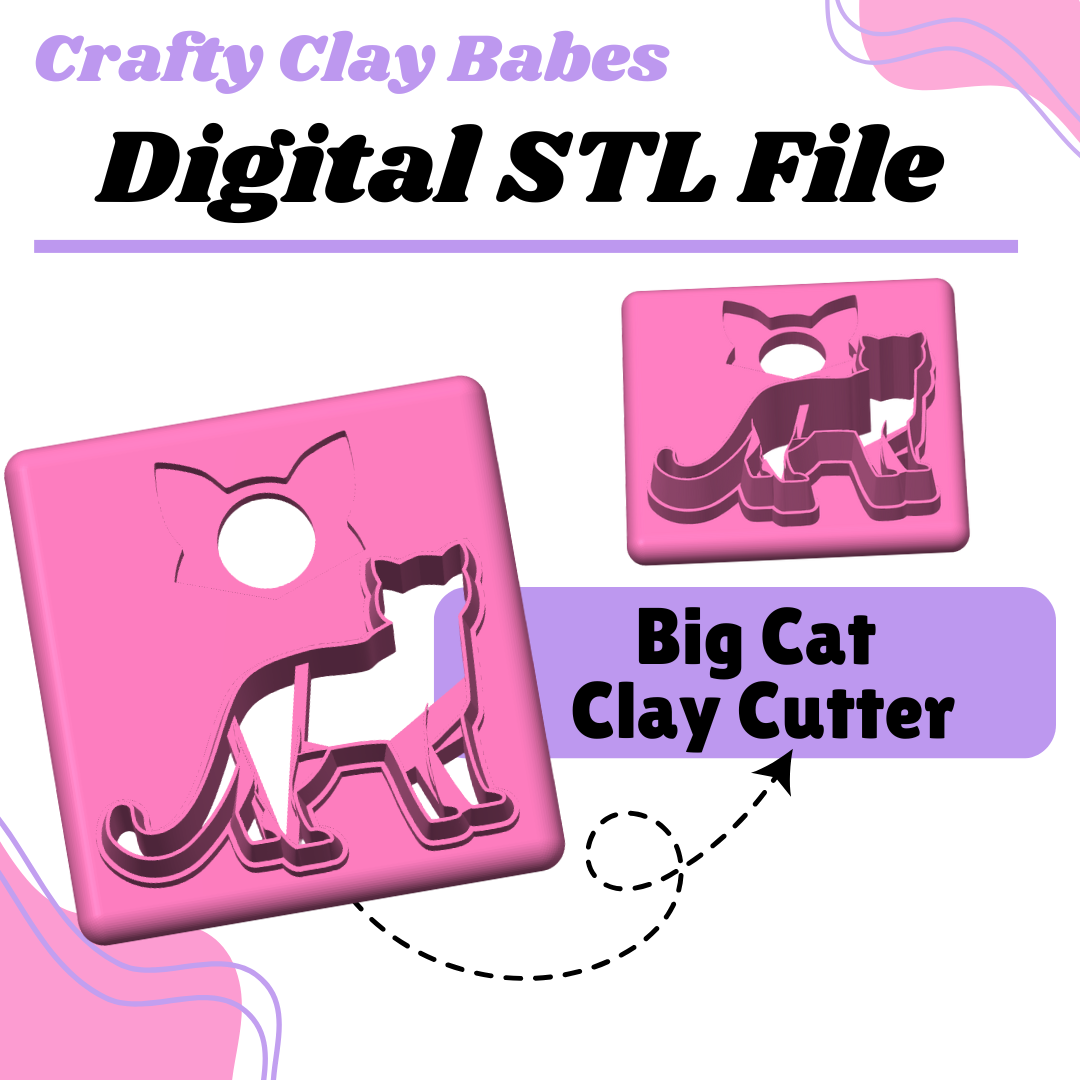 Big Cat Clay Cutter - STL AND 3MF Digital File Download **Commercial License Included**