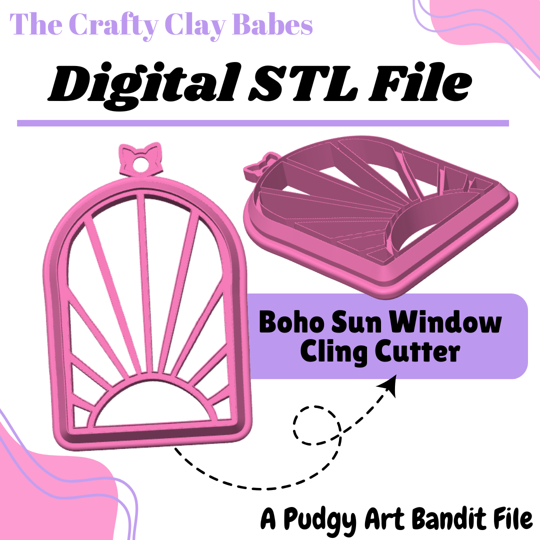 Boho Sun Window Cling Cutter Clay Cutter - STL AND 3MF Digital File Download **Commercial License Included**