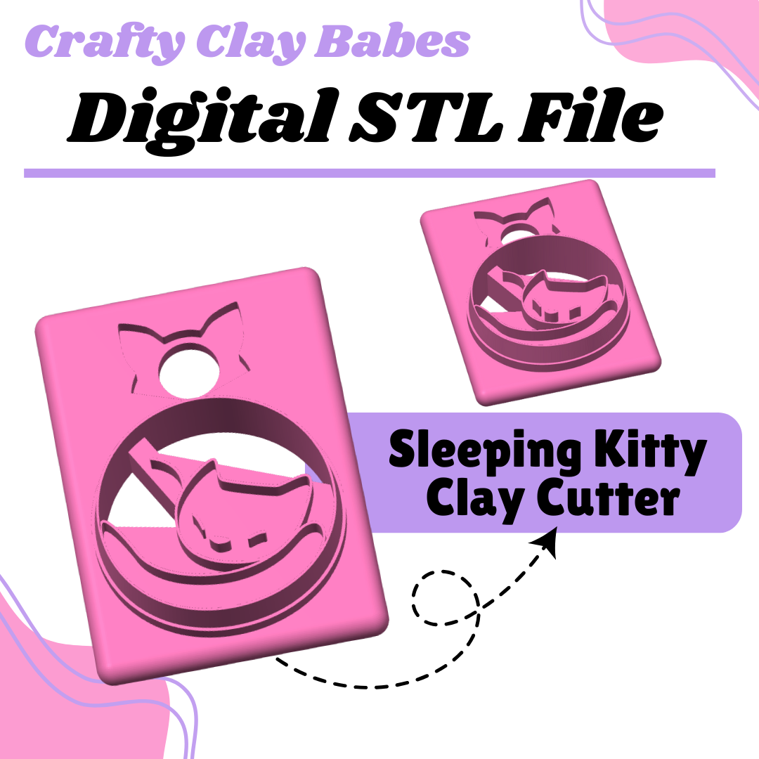 Sleeping Kitty Clay Cutter - STL AND 3MF Digital File Download **Commercial License Included**