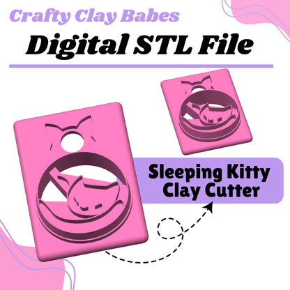 Sleeping Kitty Clay Cutter - STL AND 3MF Digital File Download **Commercial License Included**