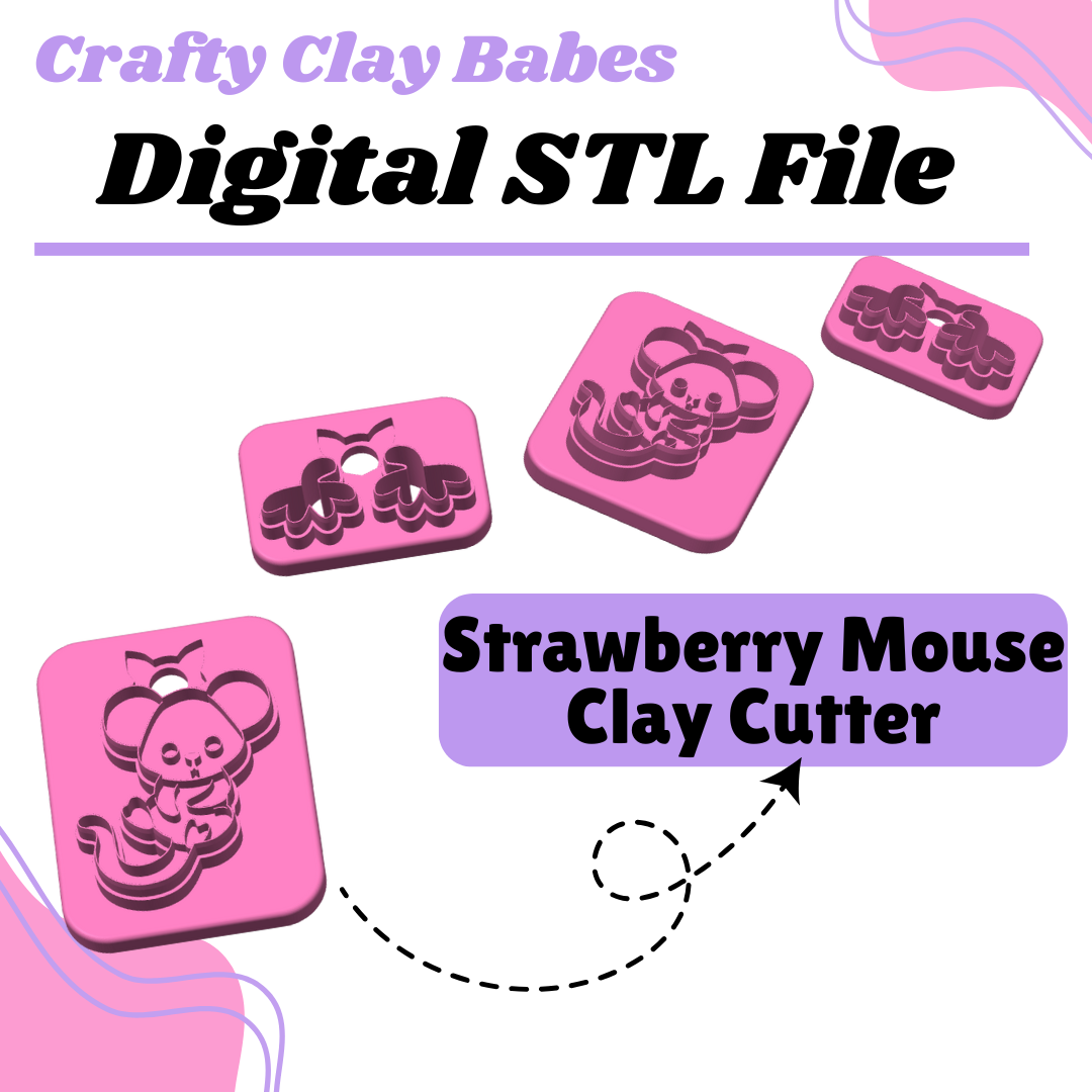 Strawberry Mouse Clay Cutter - STL AND 3MF Digital File Download **Commercial License Included**