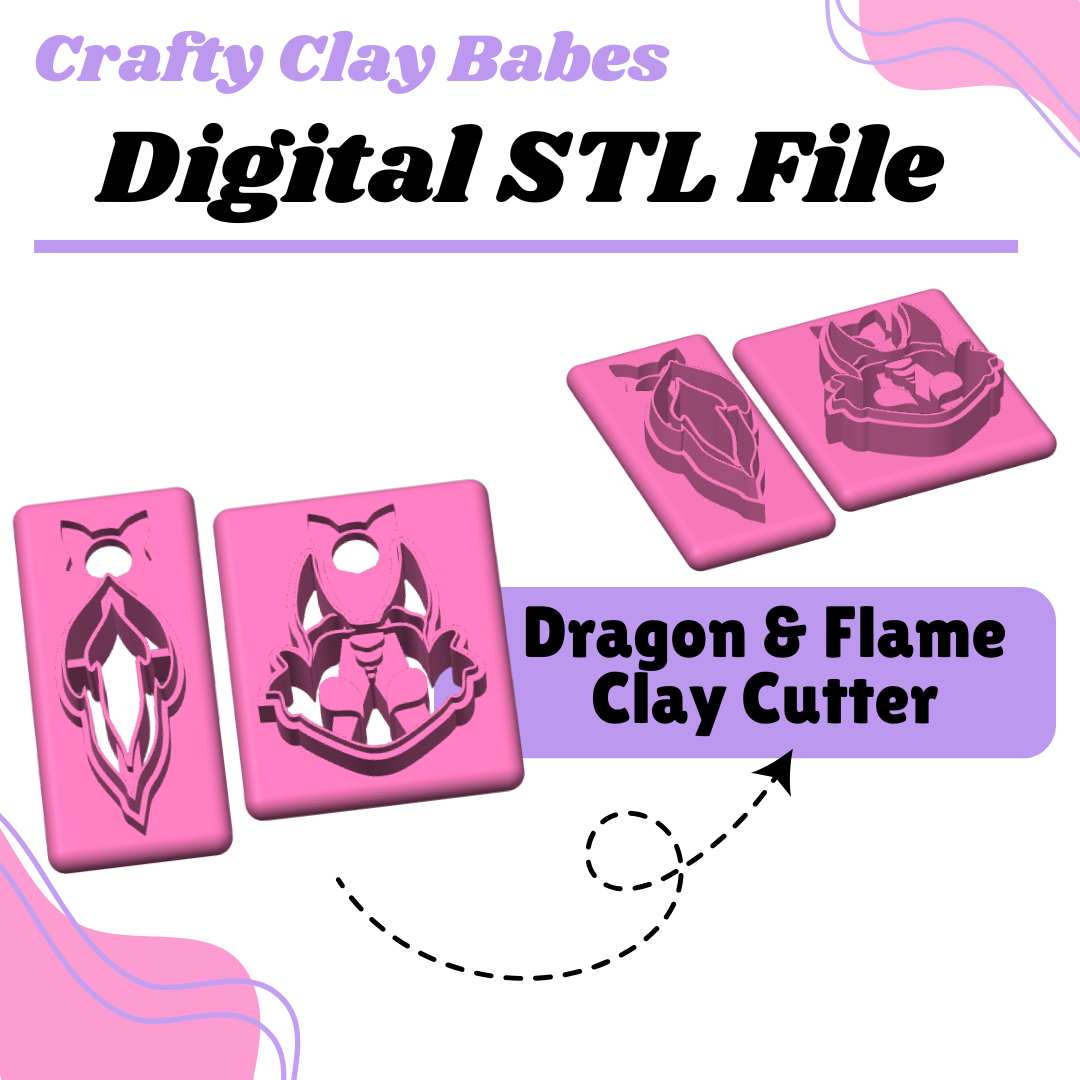 Dragon And Flame Clay Cutter - STL AND 3MF Digital File Download **Commercial License Included**