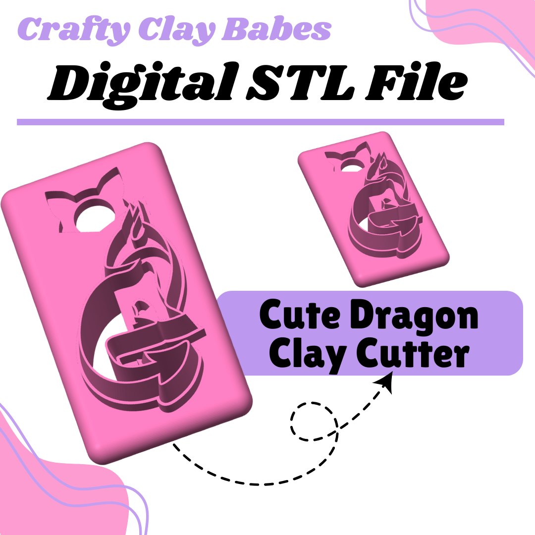 Cute Dragon Clay Cutter - STL AND 3MF Digital File Download **Commercial License Included**
