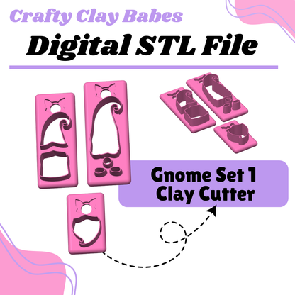 Gnome Set 1 Clay Cutter - STL AND 3MF Digital File Download **Commercial License Included**