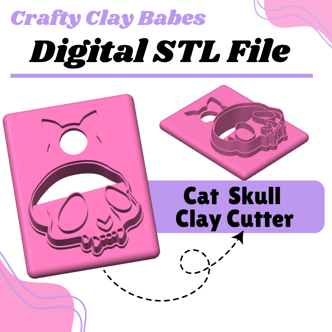Cat Skull Clay Cutter - STL AND 3MF Digital File Download **Commercial License Included**