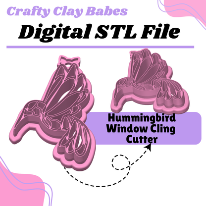 Hummingbird Window Cling Cutter Clay Cutter - STL AND 3MF Digital File Download **Commercial License Included**