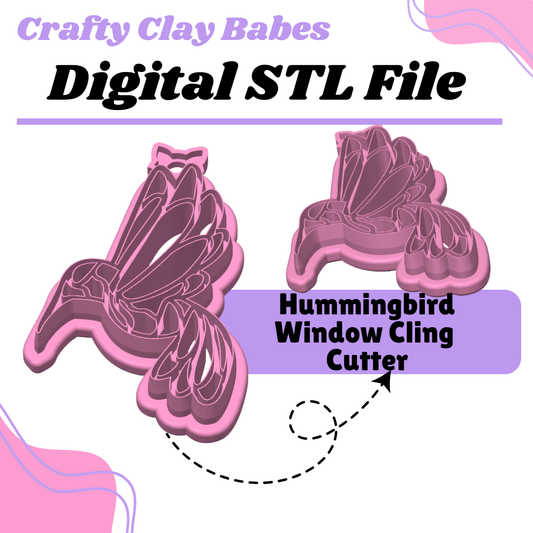 Hummingbird Window Cling Cutter Clay Cutter - STL AND 3MF Digital File Download **Commercial License Included**