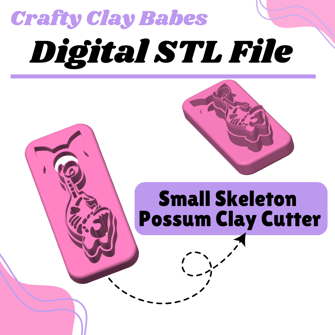 Small Skeleton Possum Clay Cutter - STL AND 3MF Digital File Download **Commercial License Included**