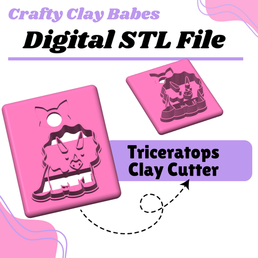 Triceratops Clay Cutter - STL AND 3MF Digital File Download **Commercial License Included**
