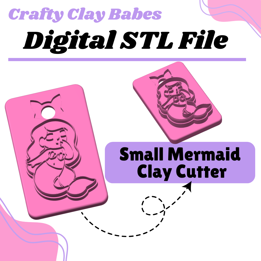 Small Mermaid Clay Cutter - STL AND 3MF Digital File Download **Commercial License Included**