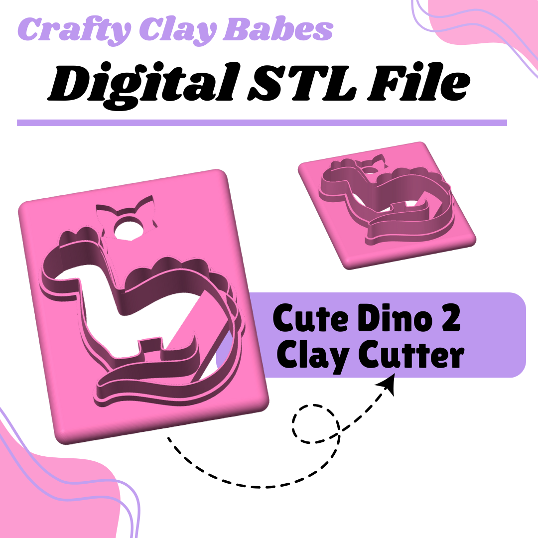 Cute Dino 2 Clay Cutter - STL AND 3MF Digital File Download **Commercial License Included**