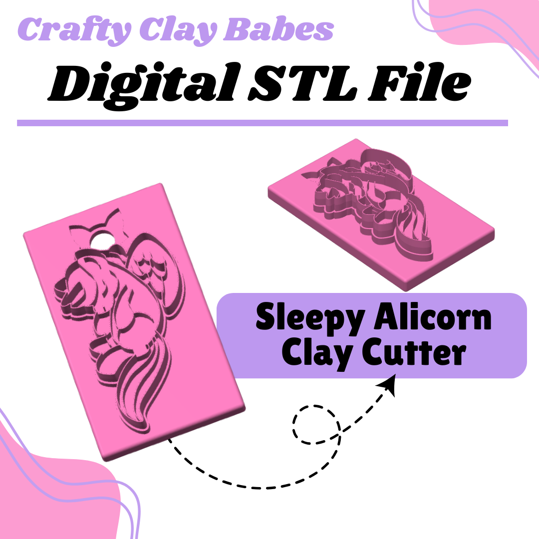 Sleepy Alicorn Clay Cutter - STL AND 3MF Digital File Download **Commercial License Included**