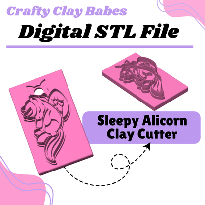 Sleepy Alicorn Clay Cutter - STL AND 3MF Digital File Download **Commercial License Included**