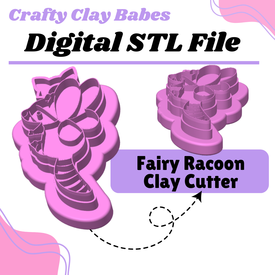 Fairy Racoon Clay Cutter - STL AND 3MF Digital File Download **Commercial License Included**