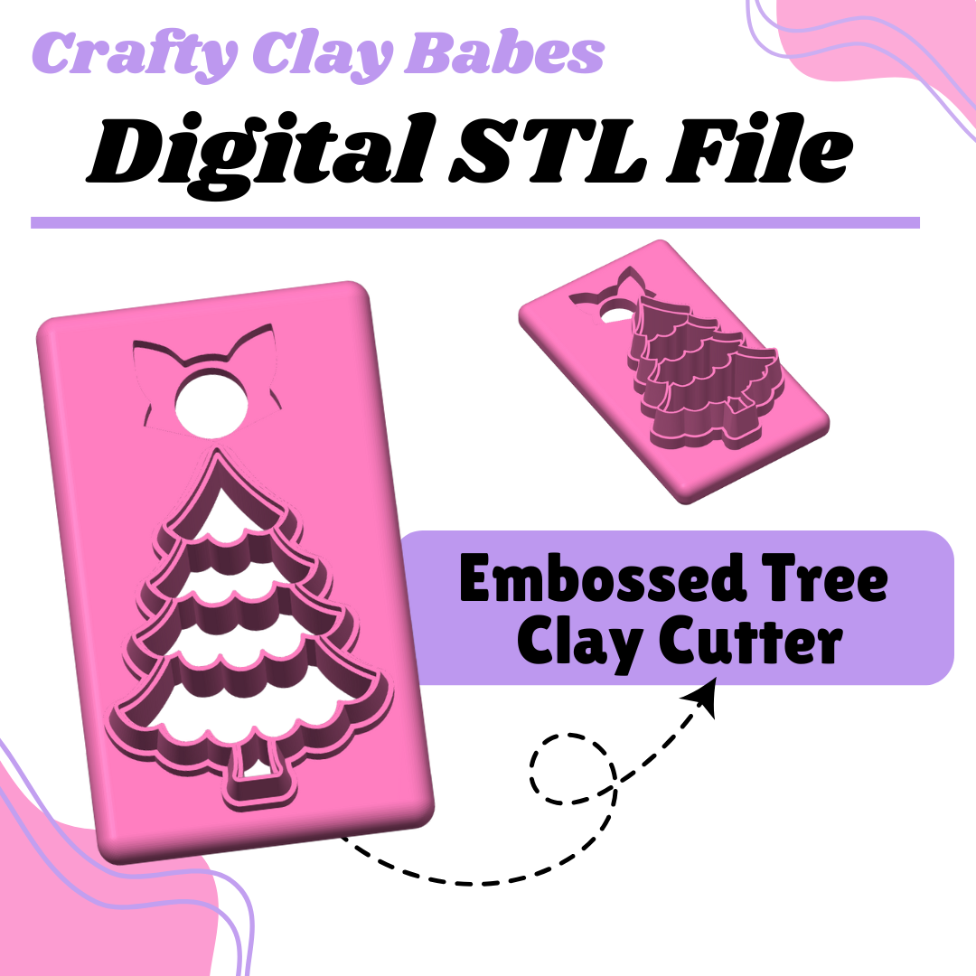 Embossed Christmas Tree Clay Cutter - STL AND 3MF Digital File Download **Commercial License Included**