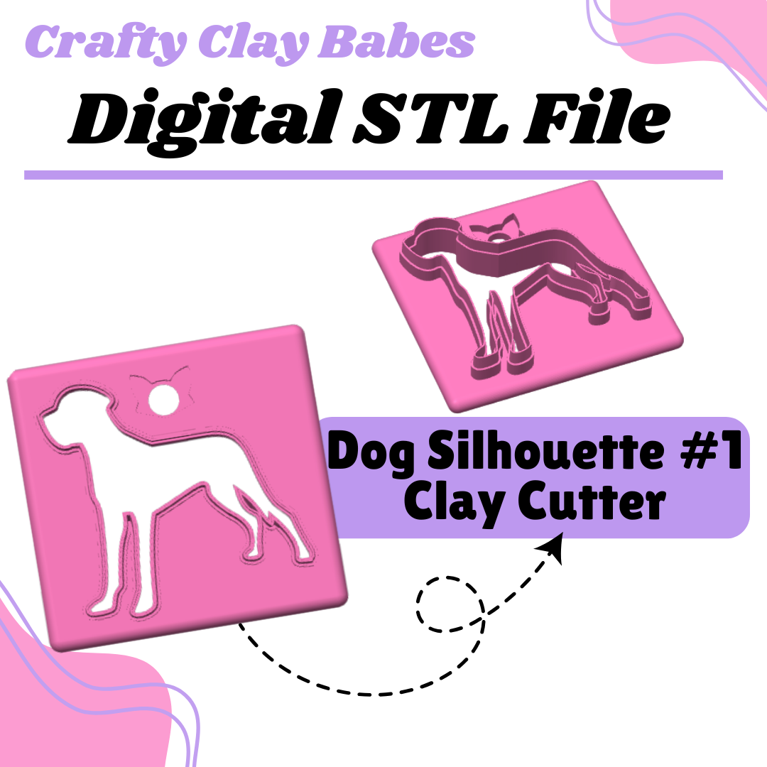 Dog Silhouette #1 Clay Cutter - STL AND 3MF Digital File Download **Commercial License Included**
