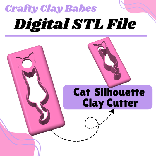 Cat Silhouette Clay Cutter - STL AND 3MF Digital File Download **Commercial License Included**