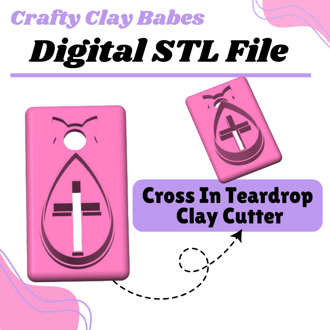 Cross In Teardrop Clay Cutter - STL AND 3MF Digital File Download **Commercial License Included**