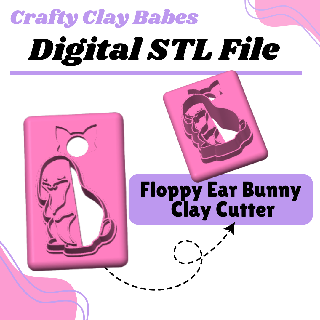 Floppy Ear Bunny Clay Cutter - STL AND 3MF Digital File Download **Commercial License Included**