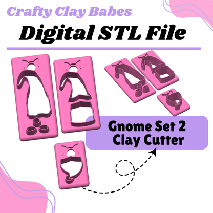 Gnome Set 2 Clay Cutter - STL AND 3MF Digital File Download **Commercial License Included**
